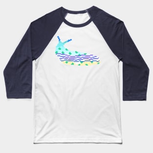 Modern Pixel Ocean Sea Slug Baseball T-Shirt